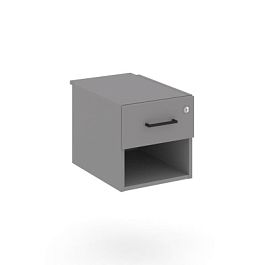 Стайл Проджект Тумба с одной открытой нишей и одним ящиком SN.TP-041 Серый Пепел/Черный Ручки 343*45 - Фото предпросмотра