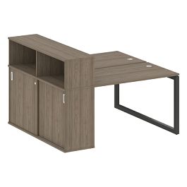 Metal System Quattro Р. ст. с шкафом-купе на О-образном м/к 50БО.РС-СШК-2.2 Т Вяз/Антрацит металл 1610*1475*1098 - Фото предпросмотра