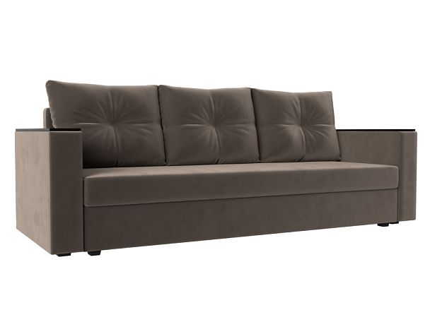 Диван прямой Атланта Лайт без стола (полностью велюр коричневый) - Вид 1