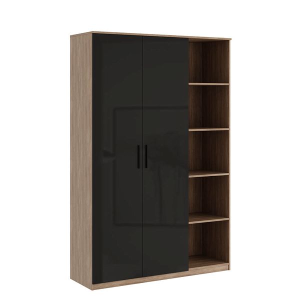 Гардероб с секцией, глянец Asti 135x45x205 дуб черный - Вид 1