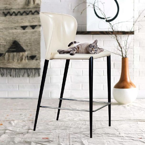 Стул полубарный Albert, кожа бежевый - Вид 4