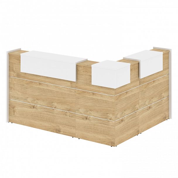 Ресепшн Г-образный "Onix" O.R-K-28 тиквуд светлый/белый - Вид 2