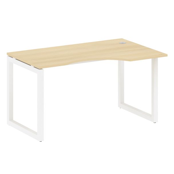 Metal System Quattro Стол криволинейный правый на О-образном м/к 50БО.СА-2 (R) Акация/Белый металл 1400*900*750 - Вид 1