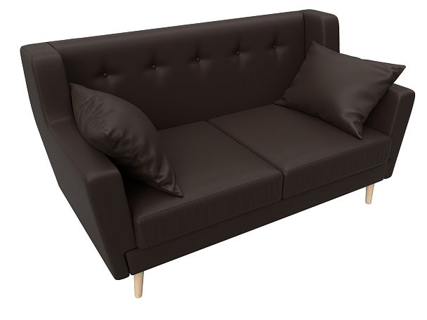 Прямой диван Брайтон 2 (полностью экокожа коричневая) - Вид 5