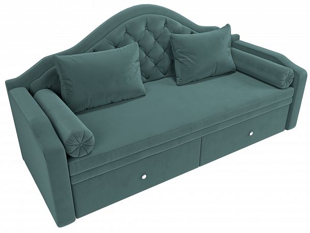 Прямой диван софа Сойер (полностью велюр бирюзовый) - Вид 5