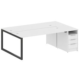 Metal System Quattro Р. ст. с тумбой на О-образном м/к 50БО.РС-СТП-2.5 Белый/Антрацит металл 2212*1475*750 - Фото предпросмотра