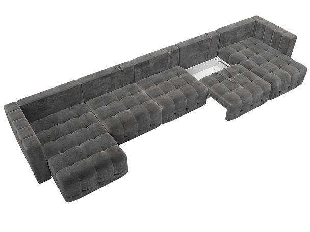 Диван П-образный Лига-052 НПБ МегаЛонг Велюр серый - Вид 7