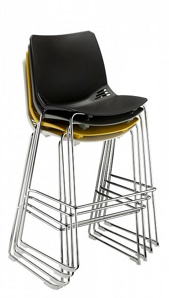 Стул Race (Пруток Барный) каркас Хром, черный - Вид 7