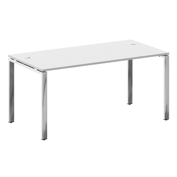 Metal System Direct Стол рабочий руководителя на П-обр. м/к БП.СРР-4.8 Белый/Нерж. сталь 1600*800*750 - Вид 1