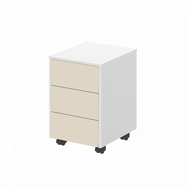 Тумба мобильная "Тумбы мобильные" ПК-МИН-ТММ43Х50/18-В1-1188 бежевый песок + белый - Вид 1