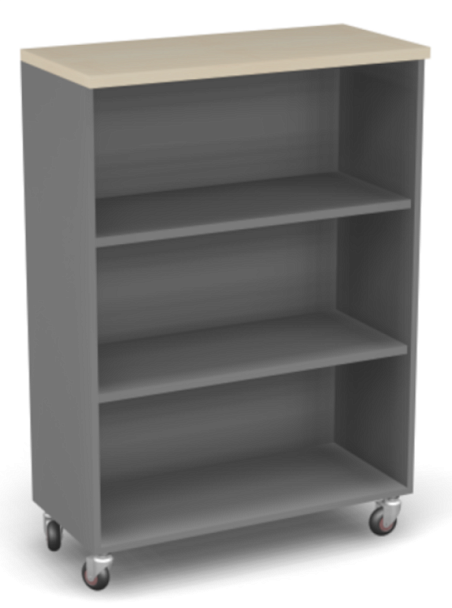 Стеллаж широкий открытый на колесах Берлин Береза Майнау/Серый ШО3-90 - Вид 1
