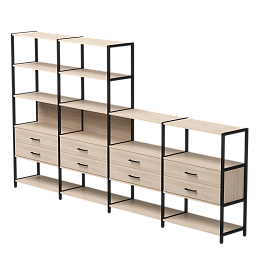 Набор стеллажных систем №13 Everprof EVO 3245x385x1840 Дуб Соната/Черный - Фото предпросмотра