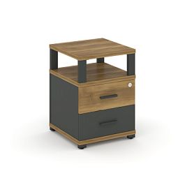 Concept Тумба приставная 2 ящ. с надставкой CN.TUP-002 W Сандал Янтарный/Антрацит/Металл Антрацит 420*420*583 - Фото предпросмотра