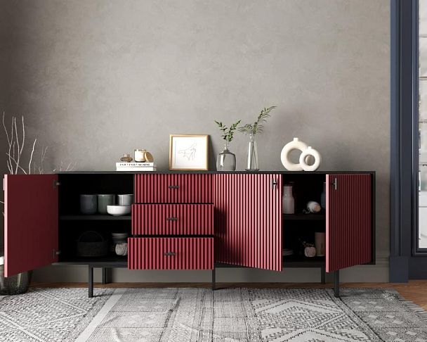 Комод с тремя дверками и тремя ящиками Emerson арт EM07/red/L - Вид 2