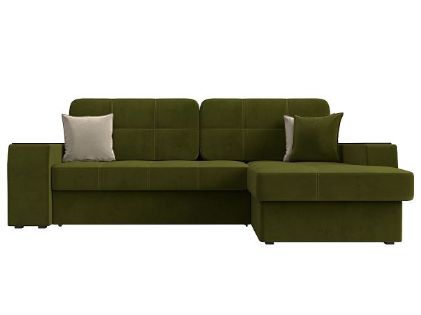 Угловой диван Брюссель правый (полностью микровельвет зеленый) - Вид 2