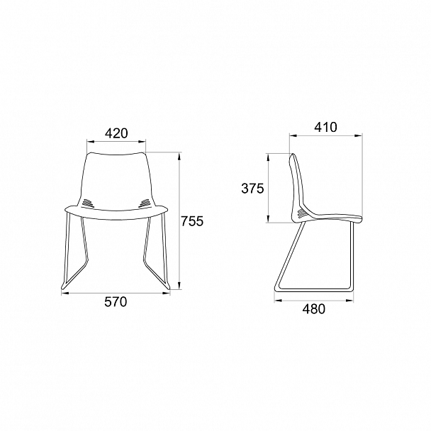 Стул Race (пруток) каркас Хром, оранжевый, стопируемый - Вид 7