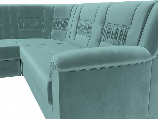 Угловой диван Карелия левый угол (полностью Велюр бирюзовый) - Вид 4