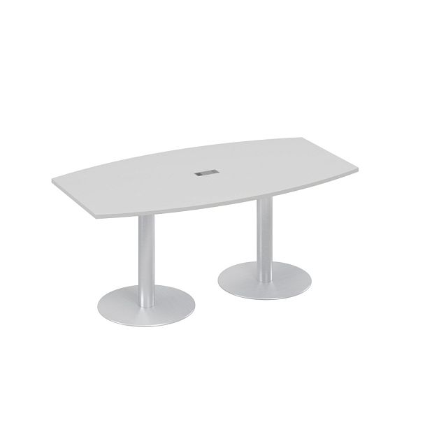 Стол 180x100 фигурный на опорах-колоннах переговорный A4 А4 ХР 112 серый - Вид 1