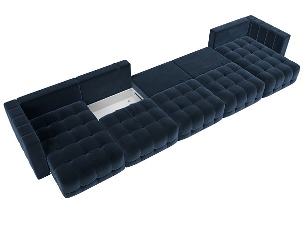 Диван П-образный Лига-052 НПБ МегаЛонг Велюр синий - Вид 9