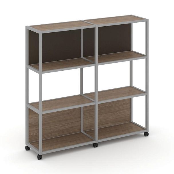 Shelf Mobile Стеллаж 4 уровня 2 секции VR.LT-STK-415.08 Дуб Аризона/Металл Серый/W-25 1570*400*1523 - Вид 1