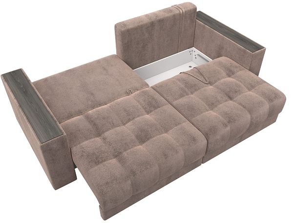 Диван прямой с декором Лига-049 НПБ Велюр бежевый - Вид 9