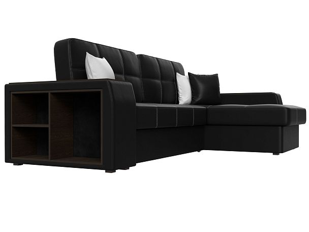 Угловой диван Брюссель правый (полностью экокожа черная) - Вид 3