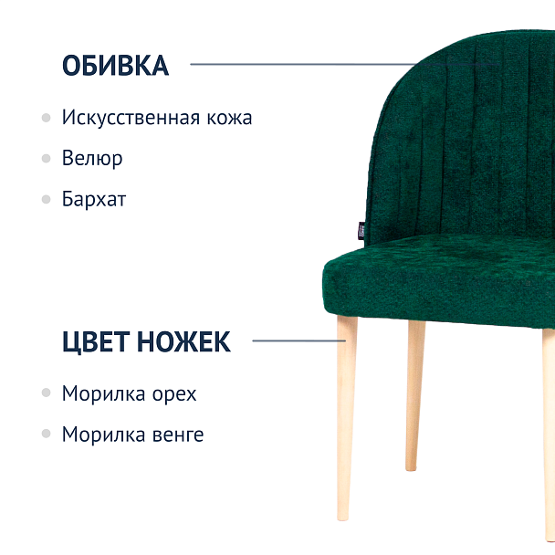 Стул Тони, зеленый шенилл, ножки бук - Вид 7