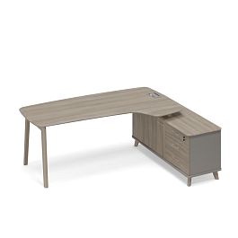 Стол эргономичный правый на опорной тумбе (тип 4) WOOD Time wood ТМ В2 124 ВЛ ВЛ ВЛ мокко премиум (корпус) / вяз либерти (столешница, топ, фасад) - Фото предпросмотра