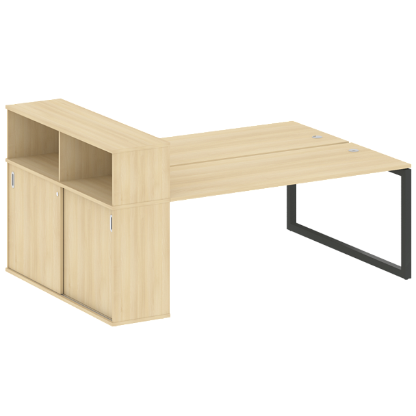 Metal System Quattro Р. ст. с шкафом-купе на О-образном м/к 50БО.РС-СШК-2.5 Т Акация/Антрацит металл 2210*1475*1098 - Вид 1