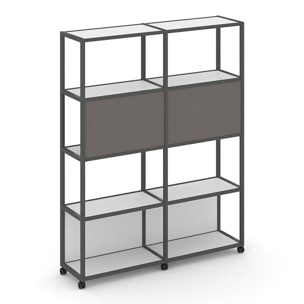 Shelf Mobile Стеллаж 5 уровней 2 секции VR.LT-STK-513.12 Белый Бриллиант/Металл Антрацит/W-26 2370*400*2000 - Вид 1