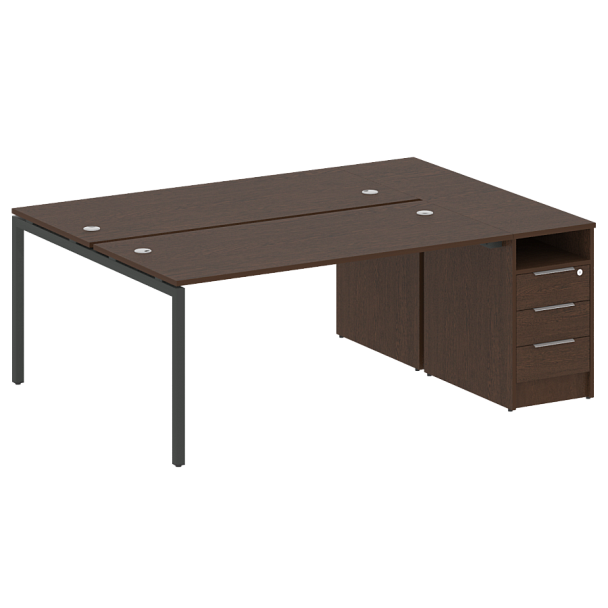 Metal System Quattro Р. ст. с тумбой на П-образном м/к 40БП.РС-СТП-2.4 Венге/Антрацит металл 2012*1475*750 - Вид 1