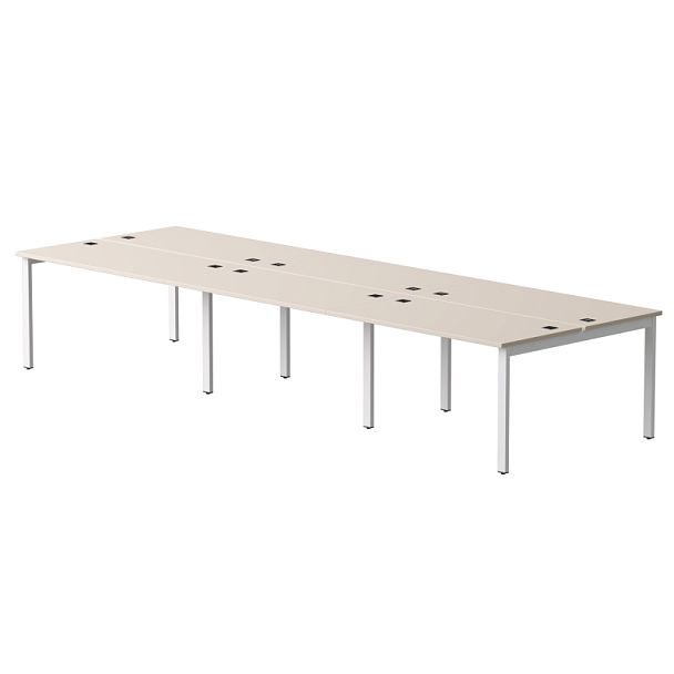 Бенч-система на 6 мест Everprof EVO на металлокаркасе 3540х670(1370)x755 Кашемир/Белый - Вид 1