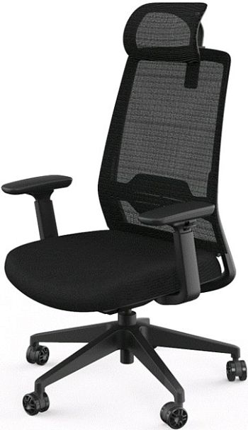 Кресло руководителя Vera с подголовником CBP81SW/675*595*1136, обивка спинка сетка, сиденье тканьчер "Кресла для руководителей"  ТК-001818000009 черный - Вид 1