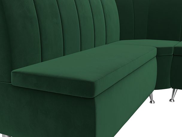 Кухонный угловой диван Кантри правый (полностью велюр зеленый) - Вид 4