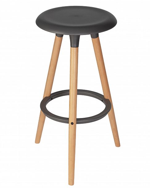 Табурет барный DOBRIN ROYCE (ножки светлый бук, цвет темно-серый (GR-04)) - Вид 4