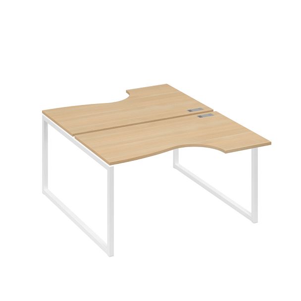 Рабочая станция каркас QUATTRO (2х140) столы Классика A4 А4 Б4 184 БП натуральный дуб / металлокаркас белый - Вид 1