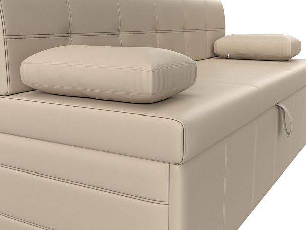 Кухонный прямой диван Лео (полностью экокожа бежевая) - Вид 4
