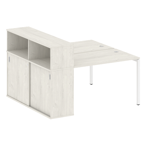 Metal System Quattro Р. ст. с шкафом-купе на П-образном м/к 40БП.РС-СШК-2.2 Т Дуб наварра/Белый металл 1610*1475*1098 - Вид 1