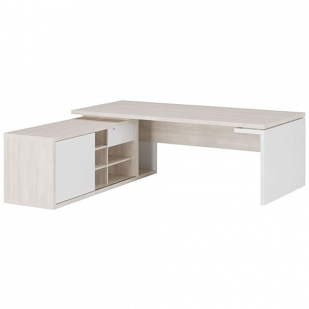 Стол рабочий на опорной креденции левый Zion 200x208x74 светлый дуб - Вид 1
