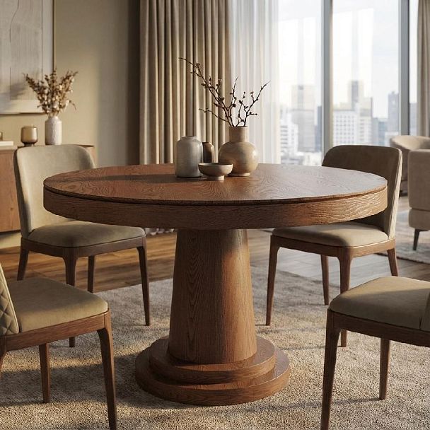 Стол круглый обеденный Bilbo (110+40) шпон - Вид 6