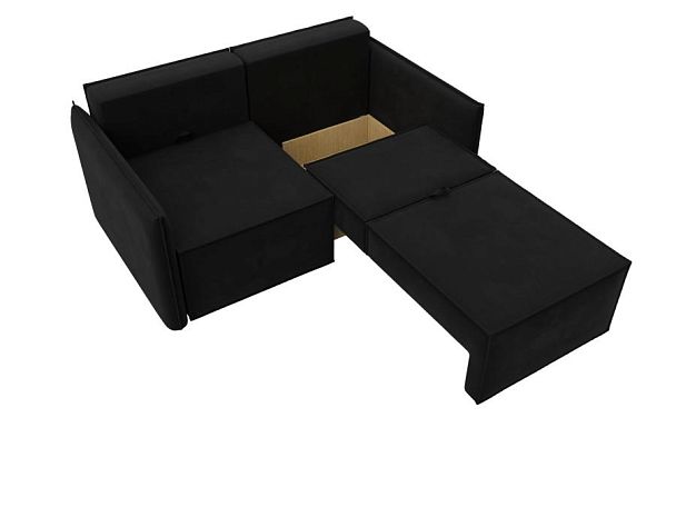 Диван прямой Либерти мини Микровельвет черный - Вид 7