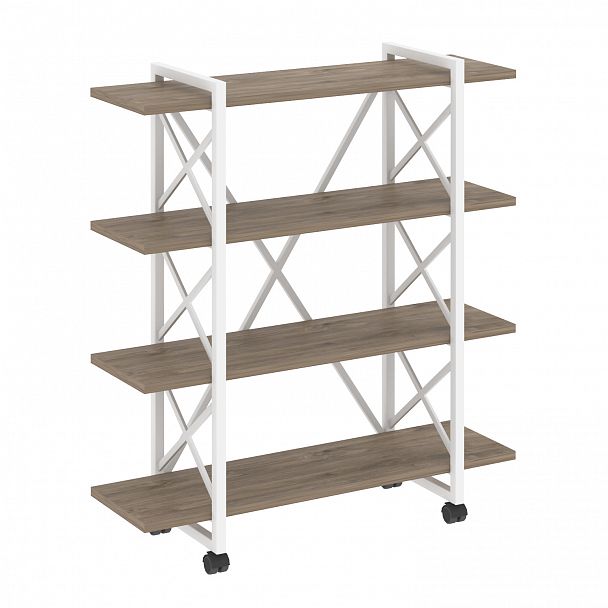 Стеллаж на колесах "Loft" VR.L-MST.K-4.8V тиквуд темный/белый - Вид 1