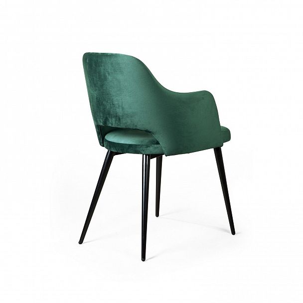 Стул William с подлокотниками, бархат зелёный 19/ черный конус - Вид 5