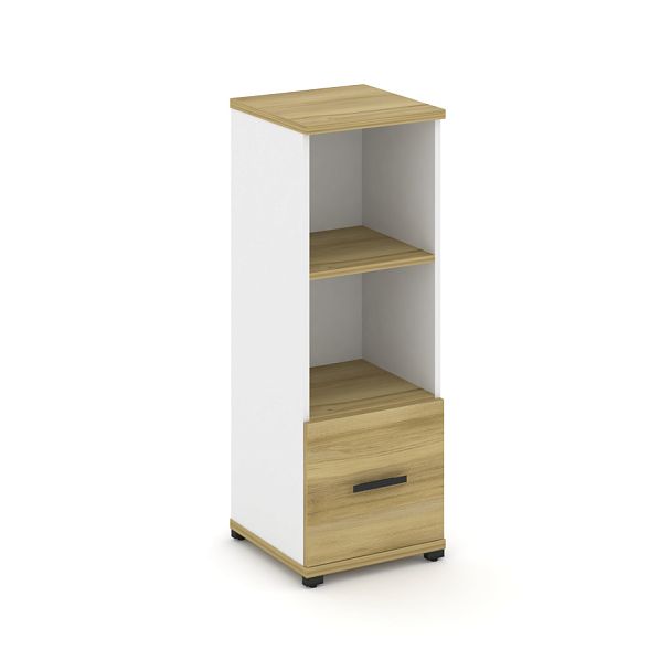 Concept Шкаф 1 узкая секция, 3 ниши CN.STU-311 B Дуб Винченцо/Белый Бриллиант/Металл Черный 420*420*1186 - Вид 1