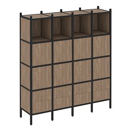 Loft Прямой стеллаж наборный VR.L-09 Дуб аризона/Чёрный металл 1694*446*1869 - Фото предпросмотра