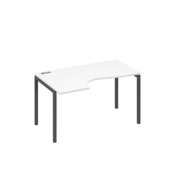 Стол эргономичный левый "Классика" на металлокаркасе DUE A4 А4 Б2 043 БП белый премиум / металлокаркас антрацит - Вид 1