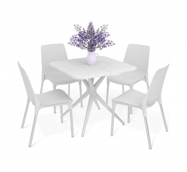 Обеденная группа Sheffilton SHT-DS205 белый/хром лак - Вид 2