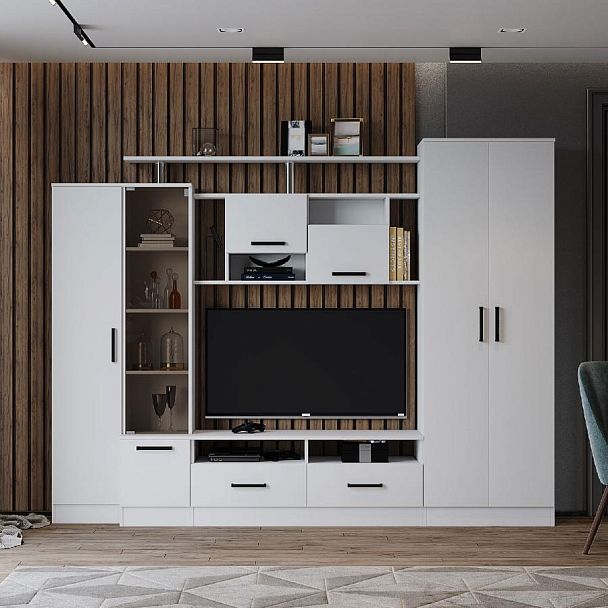 Гостиная Оскар-5 (2500*1920*450) белый - Вид 1