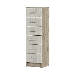 ГАРМОНИЯ КМ 602 комод 6 ящиков (0,4х1,34х0,408) дуб крафт белый/дуб крафт серый - Фото предпросмотра