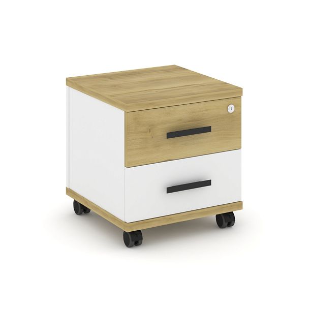 Concept Тумба мобильная 2 ящ. CN.TUM-001 B Дуб Винченцо/Белый Бриллиант/Металл Черный 420*420*448 - Вид 1